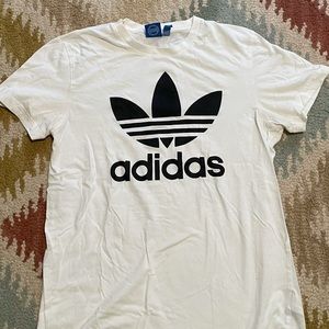 white adidas logos tee
